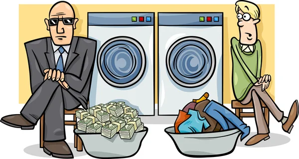 Geld witwassen van cartoon afbeelding — Stockvector