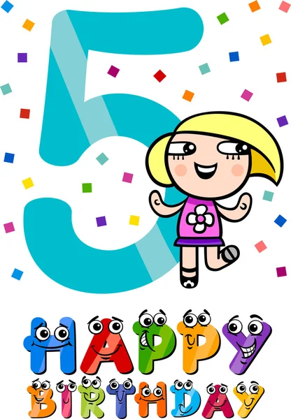 Fifth birthday cartoon design — Stock Vector