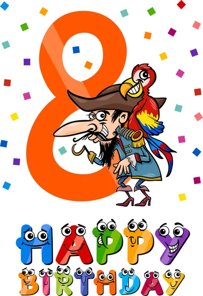 Eighth birthday cartoon design — Stock Vector