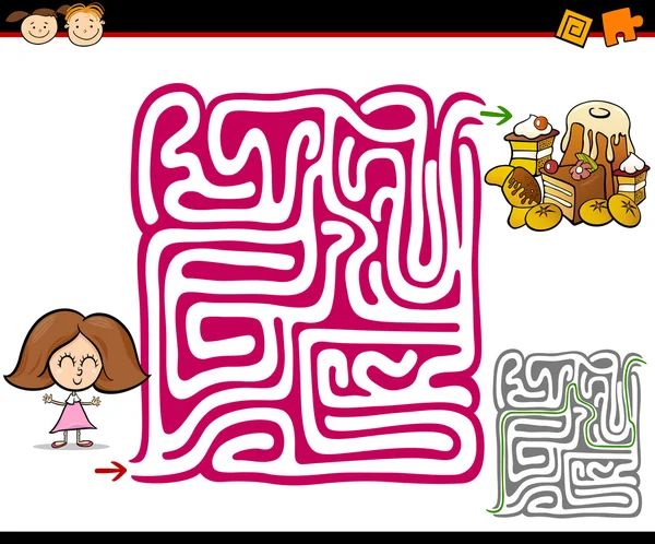 Labyrinthe ou labyrinthe de dessin animé jeu — Image vectorielle