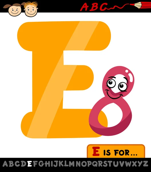 Letter e with eight cartoon illustration — Stock Vector