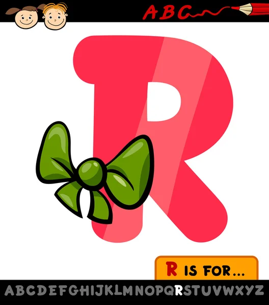 Letra r con ilustración de dibujos animados de cinta — Vector de stock