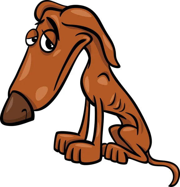 Armer hungriger Hund Cartoon Illustration — Stockvektor