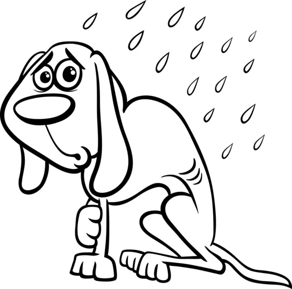 Homeless dog cartoon coloring page — Stock Vector