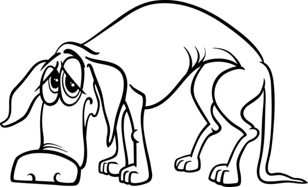 Triste perro sin hogar para colorear página — Vector de stock