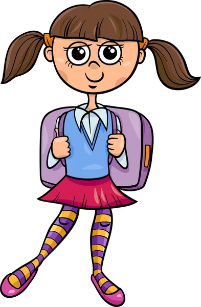 Scuola primaria ragazza cartone animato illustrazione — Vettoriale Stock