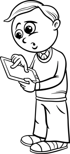 Grade school boy cartoon coloring page — Stock Vector