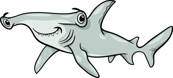 Çekiç kafalı köpek balığı karikatür çizimi — Stok Vektör