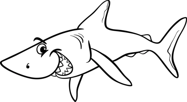 Tiburón animal dibujos animados para colorear libro — Vector de stock