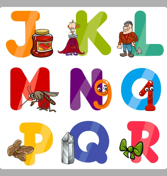 Bildung Cartoon Alphabet Buchstaben für Kinder — Stockvektor