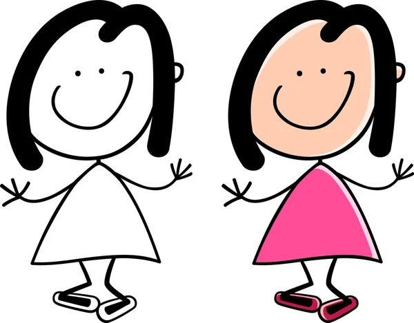 Dibujos animados linda niña feliz — Vector de stock