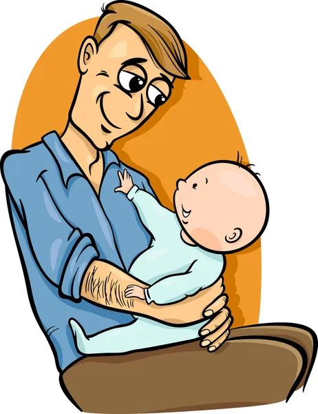 Père avec illustration de dessin animé bébé — Image vectorielle