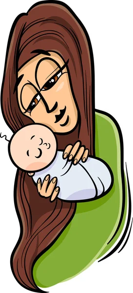 Moeder met baby cartoon afbeelding — Stockvector