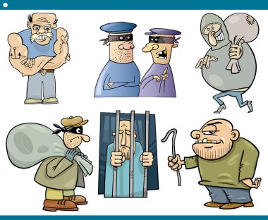 thieves and thugs cartoon set clipart