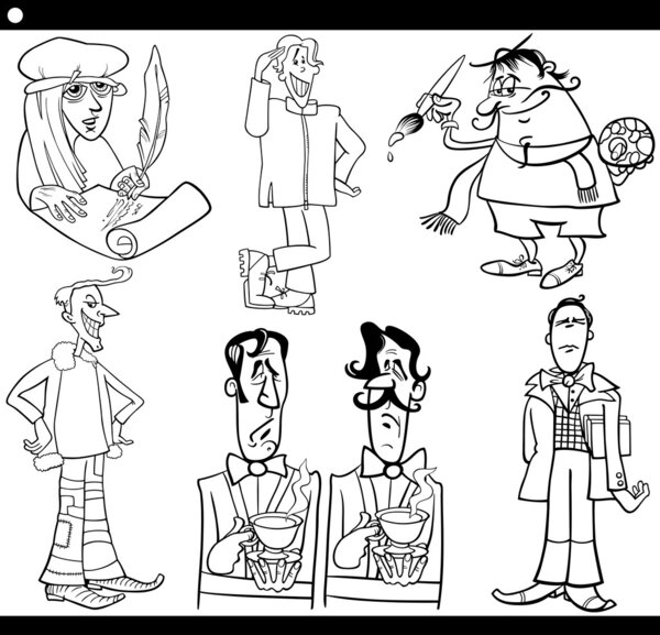 men characters set cartoon illustration
