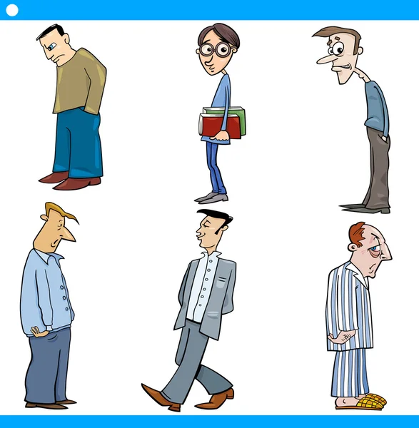 Men characters set cartoon illustration — Stock Vector