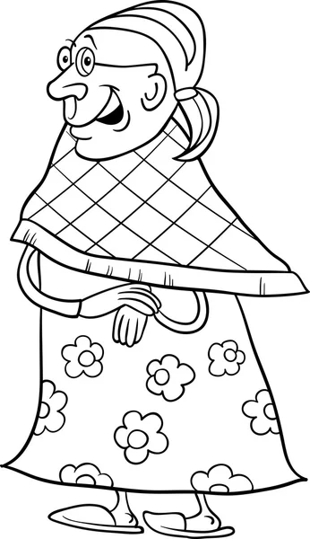 Abuela mayor para colorear libro — Vector de stock