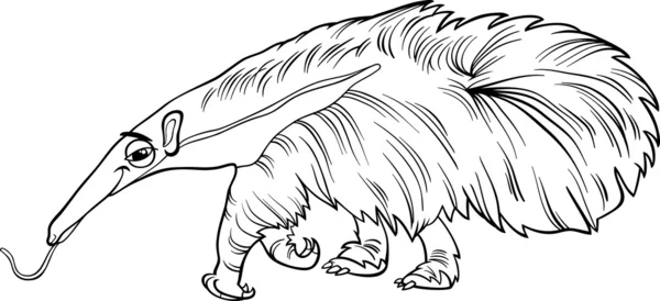 Anteater animal desenho animado livro para colorir — Vetor de Stock