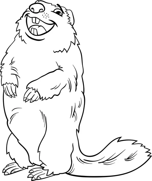 Marmot animal dessin animé coloriage livre — Image vectorielle