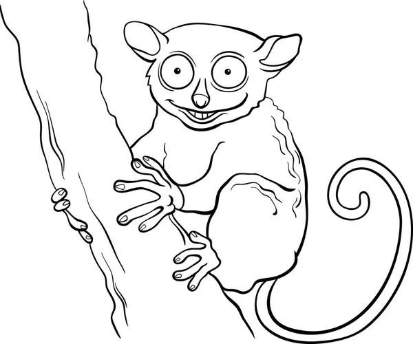 Πιό tarsier ζώων γελοιογραφία χρωματίζοντας βιβλίο — Διανυσματικό Αρχείο