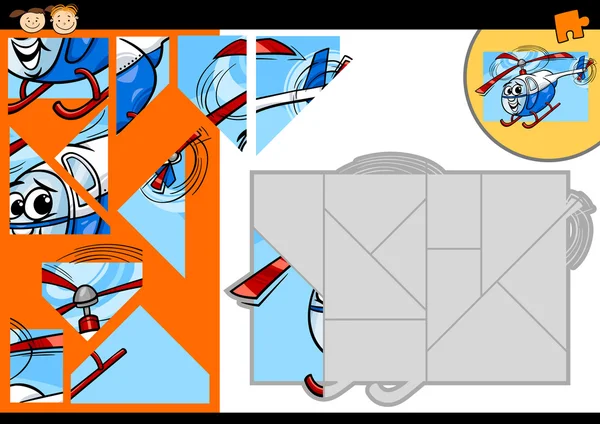Jeu de puzzle hélicoptère dessin animé — Image vectorielle