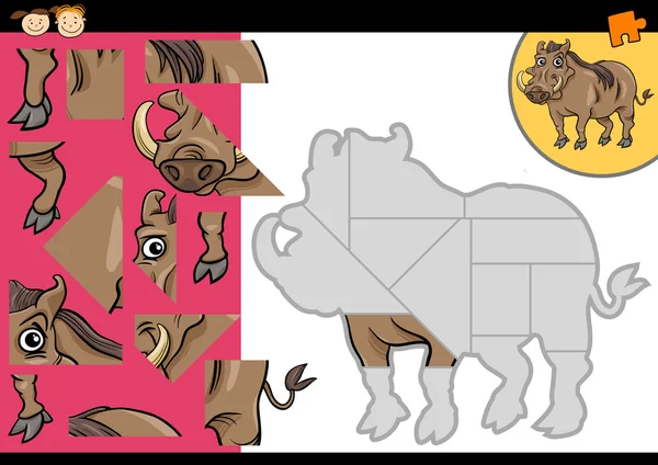 Cartoon warthog puzzle jogo — Vetor de Stock