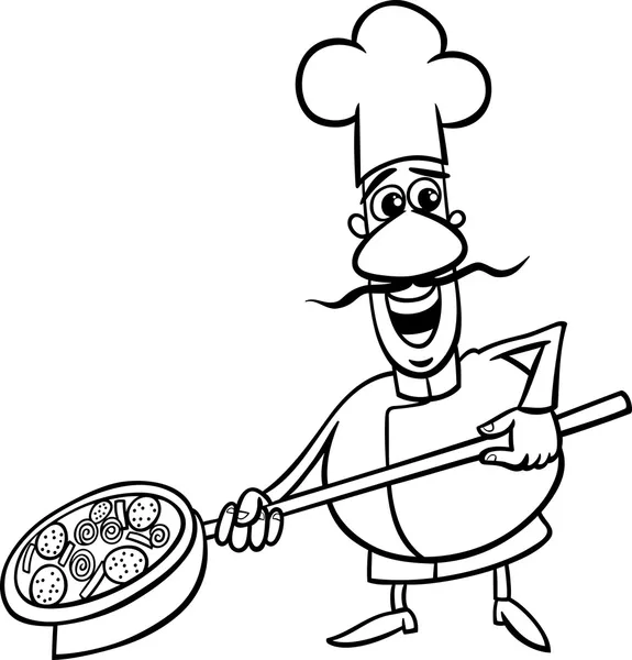 Italien cuisinier dessin animé coloriage — Image vectorielle