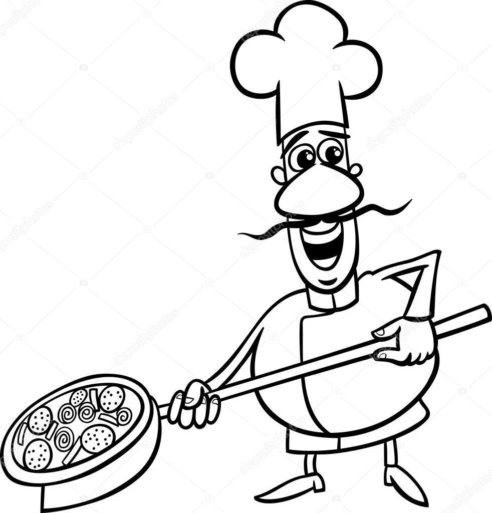 Italiaans Koken Cartoon Kleurplaten Pagina Stockvector Izakowski
