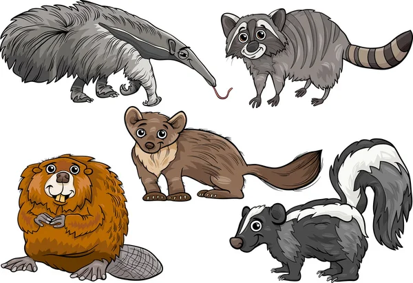 Animali selvatici set illustrazione cartone animato — Vettoriale Stock
