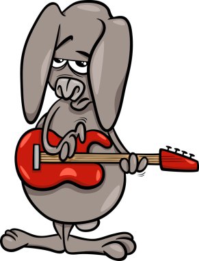 Bunny oyun gitar karikatür çizimi토끼 재생 기타 만화 일러스트 레이 션