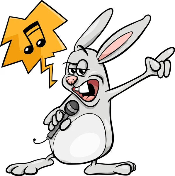 Conejito cantando rock ilustración de dibujos animados — Vector de stock