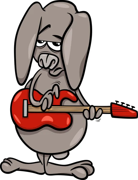 Bunny hrací kytara kreslený obrázek — Stockový vektor