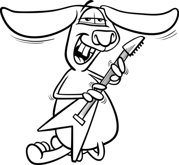 Bunny med gitarr cartoon målarbok — Stock vektor