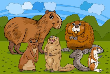 kemirgen hayvanlar illüstrasyon karikatür