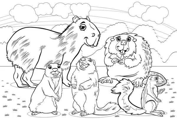 Knaagdieren dieren cartoon kleurplaat — Stockvector