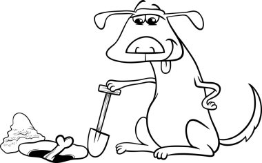 dog with bone cartoon coloring page clipart