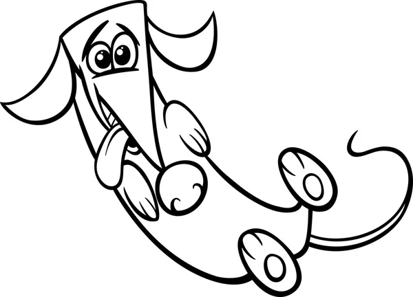 Happy dog cartoon coloring page — Stock Vector