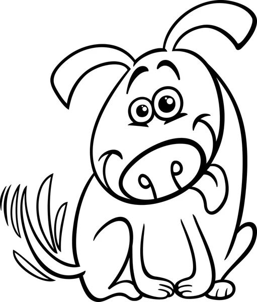 Funny dog cartoon coloring page — Stock Vector