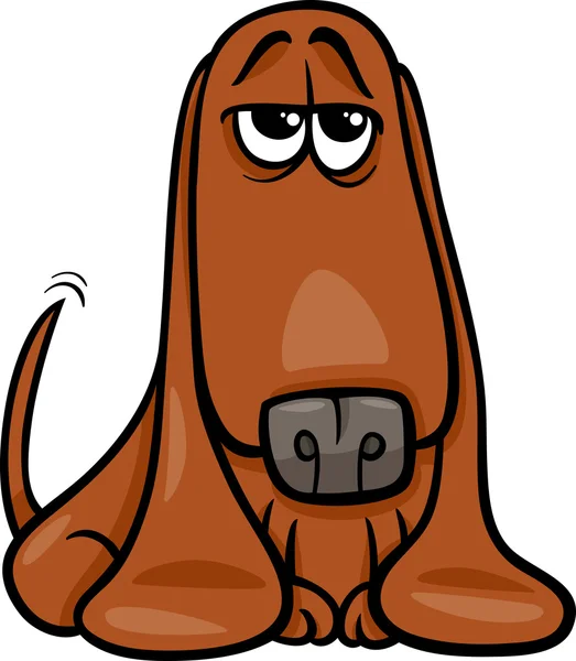 面白いバセット犬漫画イラスト — ストックベクタ