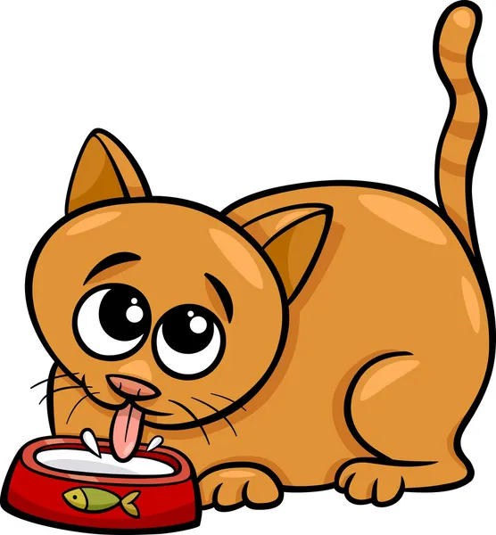 Cat drinking milk cartoon illustration — Stock Vector