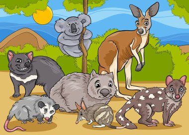 marsupials animals cartoon illustration clipart