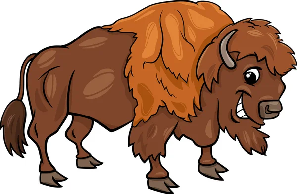 Bison american buffalo cartoon illustration — Stock Vector