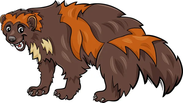 狼獾动物卡通插图 — 图库矢量图片