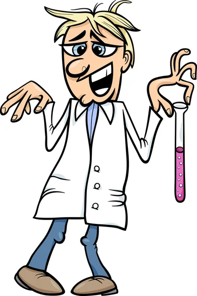 Crazy scientist cartoon illustration — Stock Vector