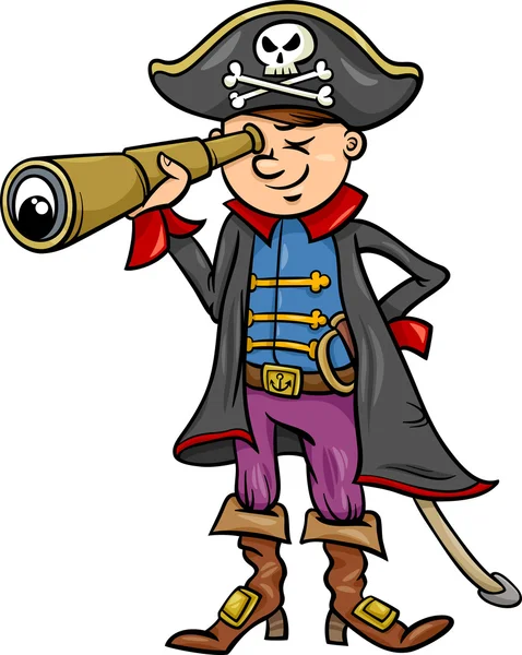 Піратський хлопчик мультфільм ілюстрація — стоковий вектор