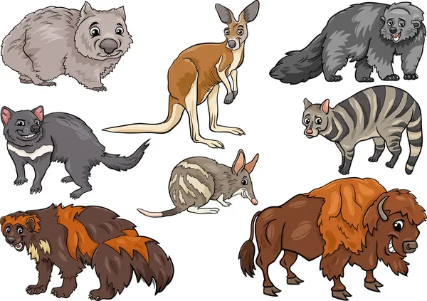 Animais selvagens conjunto desenho animado ilustração — Vetor de Stock