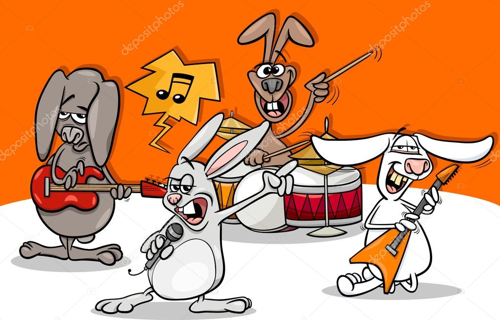 rabbits rock music band cartoon