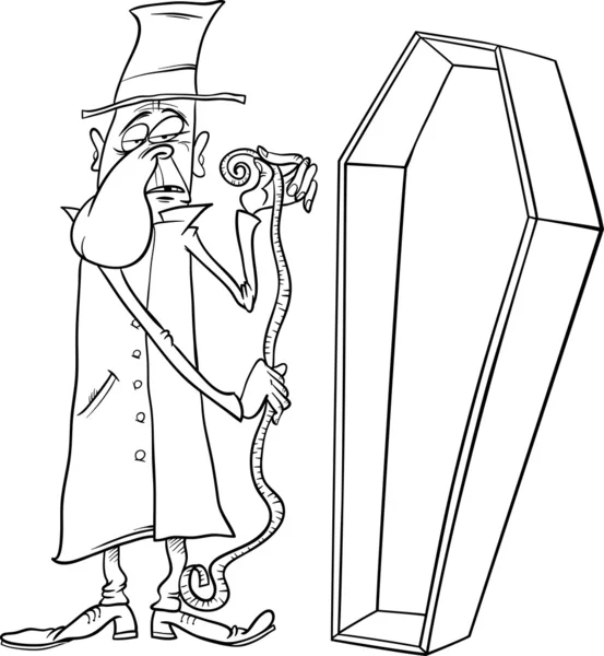 Undertaker met kist cartoon illustratie — Stockvector