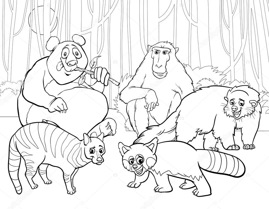 Animals group cartoon coloring page Stock Vector Image by ...