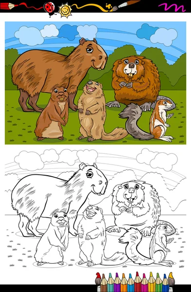 Knaagdieren dieren cartoon kleurboek — Stockvector